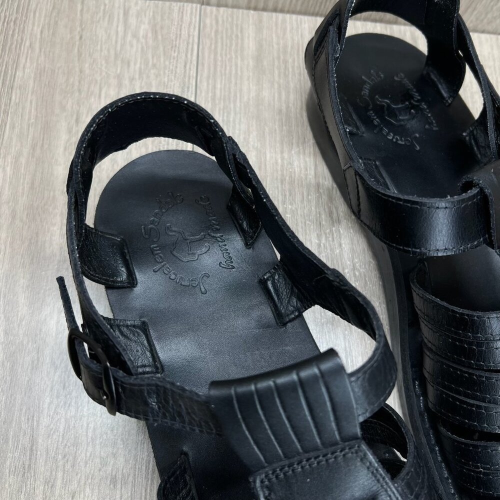 Jerusalem Barak Closed Toe Sandals Mens 46 Ankle Strap Handcrafted Leather Black - Picture 9 of 12